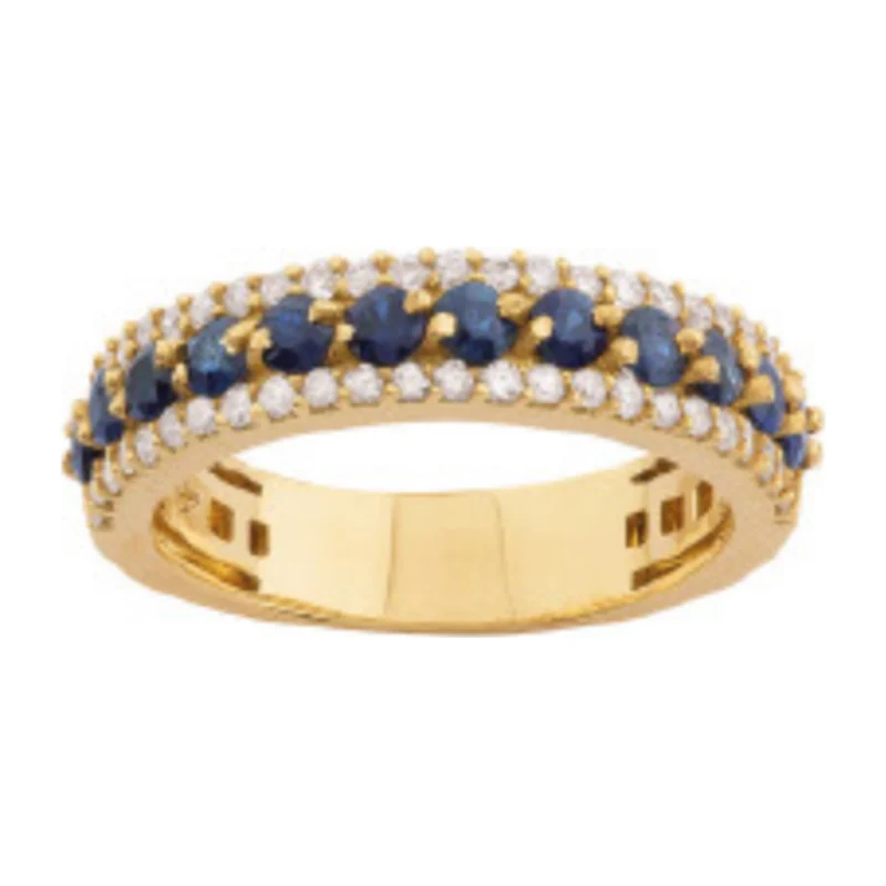 Anel 12 Safiras 48 Diamantes Ouro 18k 750